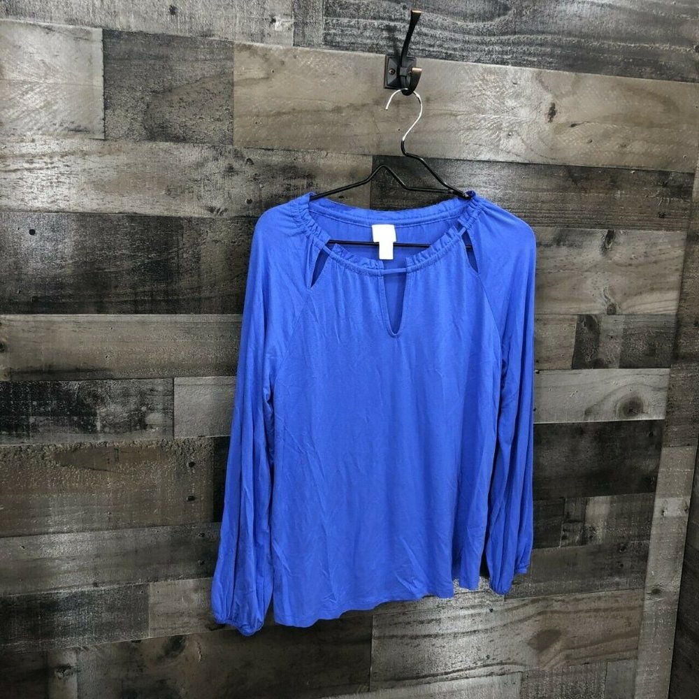 Chico's Long Sleeve Keyhole Cutout Neck Top Size 4 - Picture 3 of 7
